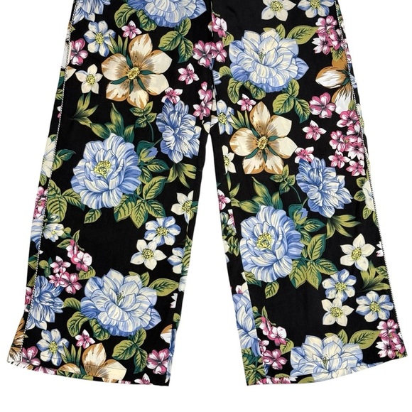 Kittenish 2PC Set Womens Medium Crop Top Wide Leg Pants Tropical Floral Vacation - Picture 7 of 14